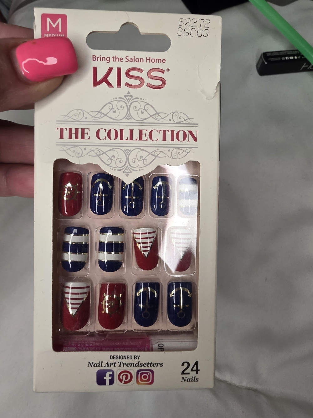 KISS The Collection Red, Navy & White Press-On Nails